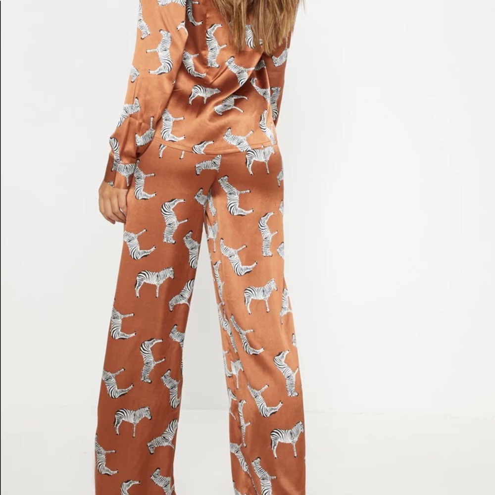 Bronze/Burnt Orange Silk Zebra Pajamas